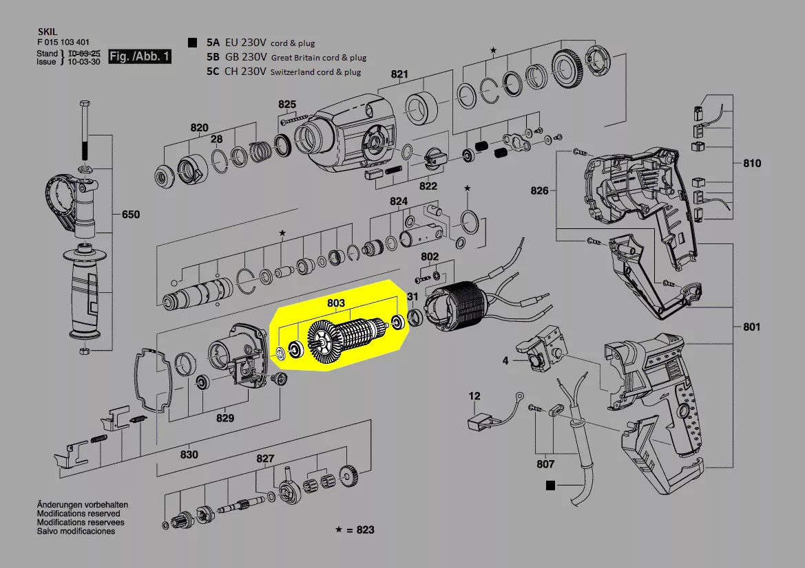 induit / rotor réf. 2610Z01070 Skil
